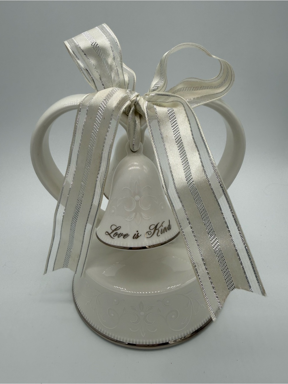 Lenox Opal Innocence Love is Patient Porcelain Wedding Cake Topper Figurine Bell